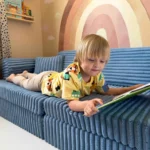 Canapea modulară de joacă din catifea cu nervuri foarte largi, 2 dimensiuni • tobias+